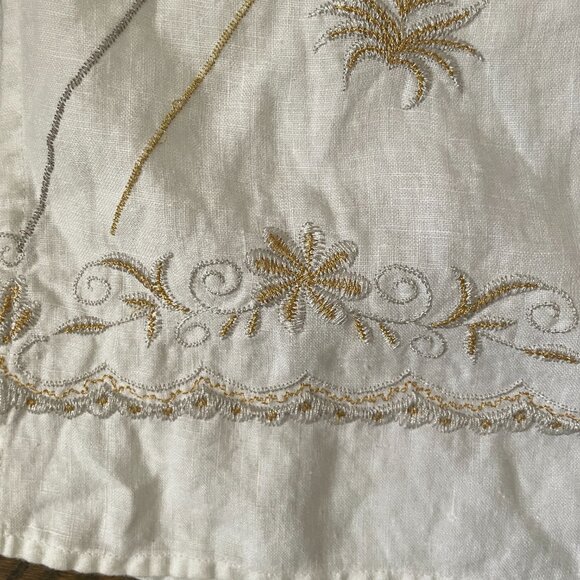 Autograph White 100% Irish Linen Tunic Blouse top withGold/Silver-MED - Picture 5 of 9